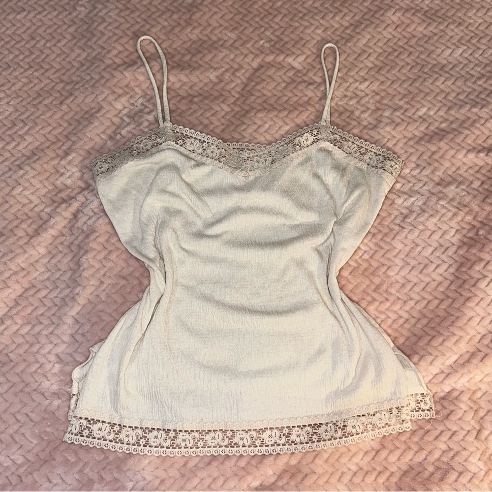 Elegant Cream Lace Trim Camisole